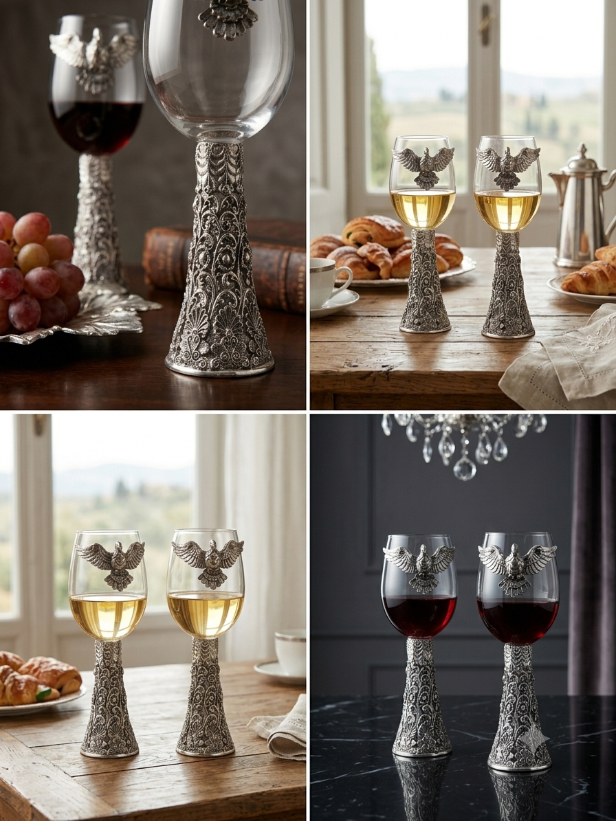 Pure silver wine glass Set (Set of 2)