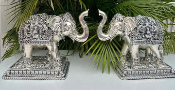 Majestic Trunk-Up Silver Elephant Idol / Showpiece