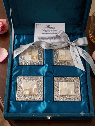 Mother-of-Pearl & Silver Coaster Set